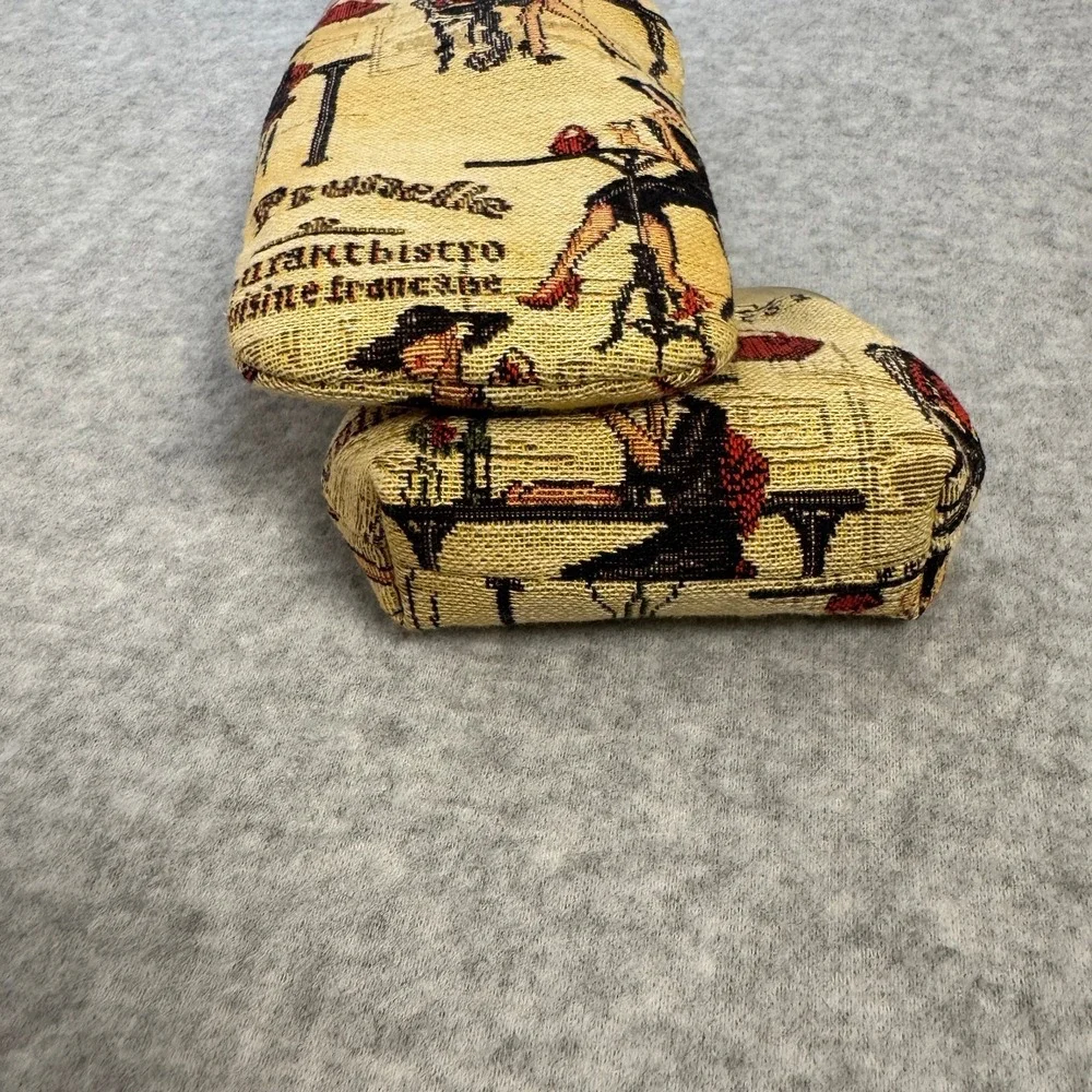 Tapestry Glass Pouch and Coin Purse Set With Elegant French Scene